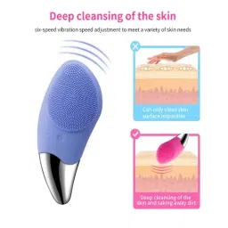 SEMINO Rechargeable Deep Cleanising Face Scrubber Massager Brush - Blue image 4