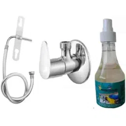Senkiddpro Fusion Stainless Steel Chrome Finish Wall Mounted Angle Cock with Jet Spray &a; Shiner Combo-picture-32