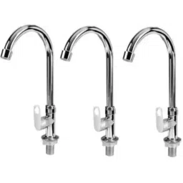 Senkiddpro Stainless Steel 360 Chrome Finish Deck Mounted 360 Degree Moving Swan Neck Tap (Pack of 3)-picture-25