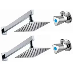Senkiddpro Triangle 2 Pcs Stainless Steel Chrome Finish Wall Mounted Angle Cock &a; 2 Pcs 4x4 inch Slim Overhead Shower Combo-picture-28
