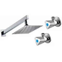 Senkiddpro Triangle 2 Pcs Stainless Steel Chrome Finish Wall Mounted Angle Cock &a; 4x4 inch Slim Overhead Shower Combo-picture-31