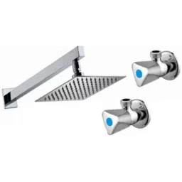 Senkiddpro Triangle 2 Pcs Stainless Steel Chrome Finish Wall Mounted Angle Cock &a; 6x6 inch Slim Overhead Shower Combo-picture-29