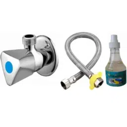 Senkiddpro Triangle Stainless Steel Chrome Finish Angle Cock &a; Connection Pipe &a; Tap Shiner Combo-picture-38