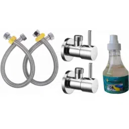 Senkiddpro Turbo 2 Pcs Stainless Steel Chrome Finish Angle Cock &a; Connection Pipe &a; Tap Shiner Combo-picture-28