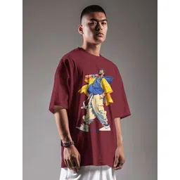 SENO TEX Men Graphic Printed Round Neck Cotton Oversized T-shirt-picture-28