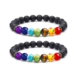 SENROAR Black Fabric Crystals Elasticated Bracelet image 1