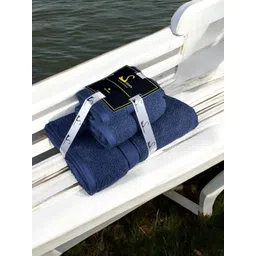 SENSES Navy Blue 3 Cotton 550 GSM Bath Towel-picture-30