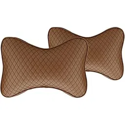 ZASTION SENYAZON Memory Foam Car Neck Pillow, Car Soft PU Leather Headrest Neck Support for Driving Home Office Black 2 PCS (Brown)-picture-17