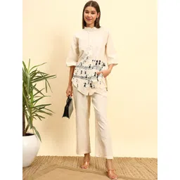 SEPHANI Printed Pure Cotton Mandarin Collar Neck Tunic With Trousers Co-Ords-picture-12