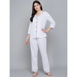 SEPHANI Women Blue & White Printed Night suit-picture-26