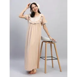 SEPHANI Women Hosiery Cotton Brown Nighty-picture-13