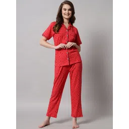 SEPHANI Women Pink & Black Printed Pure Cotton Night suit-picture-39