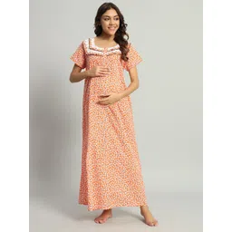 SEPHANI Women Printed Maxi Maternity Nightdress-picture-32