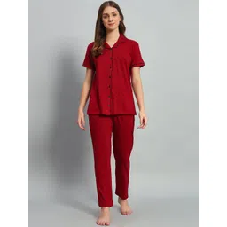 SEPHANI Women Pure Cotton Polka Dot Printed Night suit-picture-36