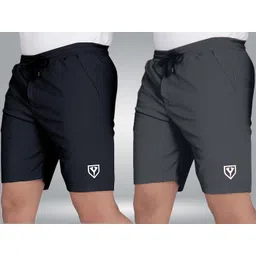 septem Pack of 2 Solid Men Dark Grey, Black Gym Shorts, Sports Shorts-picture-14