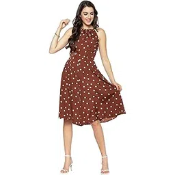 sera classics Classics Brown Polka Dot Sleeveless Stylish Casual One-Piece Outfit Jumpsuit-picture-15