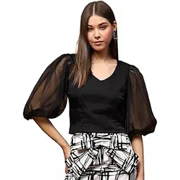 sera classics Classics Elegant Sheer Puff Sleeve Casual Style Top-picture-35