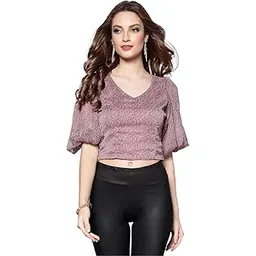 sera classics Elegant Sheer Puff Sleeve Casual Style Top-picture-11