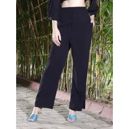 Sera Black Flared Fit Mid Rise Trousers-picture-28