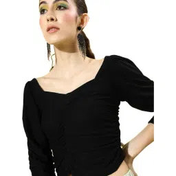 Sera Black Floral Print Crop Top-picture-32