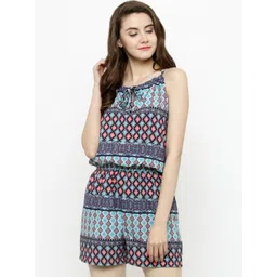 Sera Blue & Peach-Coloured Printed Playsuit-picture-20