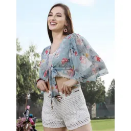 Sera Blue Printed Crop Shrug-picture-24