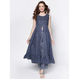 Sera Navy Cotton Printed A Line Kurta-picture-33