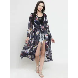 Sera Navy Floral Print Longline Shrug image 1