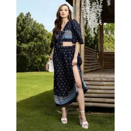 Sera Navy Printed Crop Top With Palazzos-picture-30