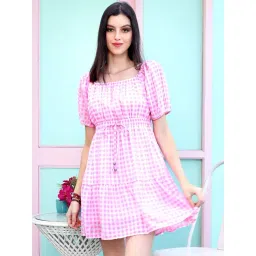 Sera Pink Cotton Printed A-Line Dress-picture-37
