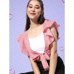 Sera Print Flutter Sleeve Bohemian Top-picture-36