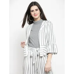 Sera White & Grey Striped Jacket-picture-26