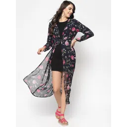 Sera Women Navy Blue & Pink Printed Button Shrug-picture-44