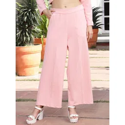 Sera Women Pink Relaxed Flared Trousers-picture-40