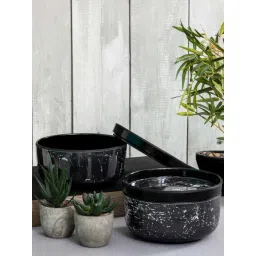 Servewell Dome Black Melamine Serving Bowl With Lid - Set of 4-picture-42