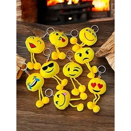 Sesonby Set of 6 Smiley Face Keychains Emoji KeyChain Theme birthday party return gift Assorted Faces-picture-18