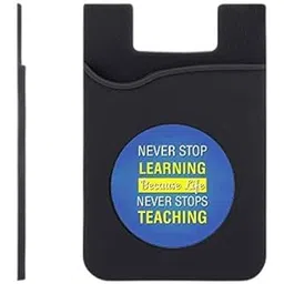 Set of 3 Cell Phone Card Wallet, Silicone Phone Card Id Cash Wallet with 3M Adhesive Stick-on Never Stop Learning Printed Designer Mobile Wallet for Your Phone & Tablet-picture-29