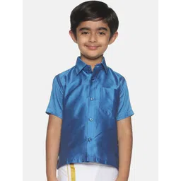 Sethukrishna Boys Blue Classic Opaque Party Shirt-picture-45