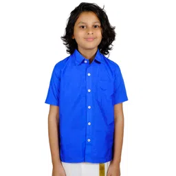 Sethukrishna Boys Blue Solid Standard Casual Shirt-picture-14