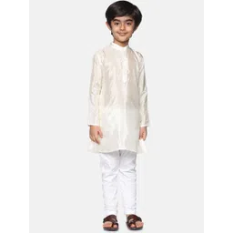 Sethukrishna Boys Cream-Coloured & White Kurta With Pyjamas-picture-18