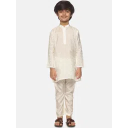 Sethukrishna Boys Cream-Coloured Printed Kurta with Pyjamas-picture-21