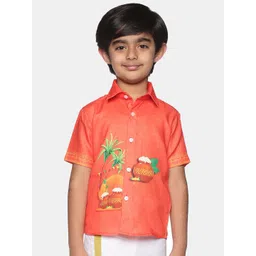 Sethukrishna Boys Ethnic Motifs Printed Cotton Casual Shirt-picture-26