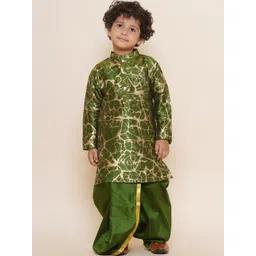 Sethukrishna Boys Mandarin Collar Abstract Printed Kurta with Dhoti Pants-picture-28