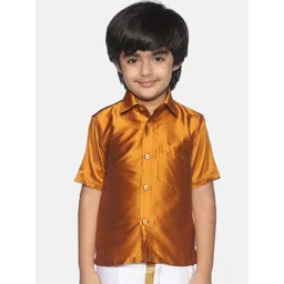 Sethukrishna Boys Mustard Brown Classic Opaque Casual Shirt-picture-11