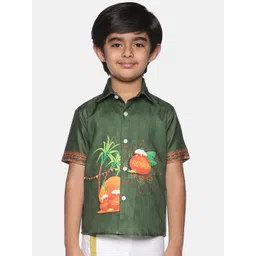 Sethukrishna Boys Olive Green Printed Casual Shirt-picture-44