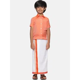 Sethukrishna Boys Orange & White Shirt with Dhoti-picture-30