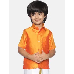 Sethukrishna Boys Orange Classic Opaque Party Shirt-picture-14