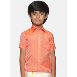 Sethukrishna Boys Orange Classic Printed Party Shirt-picture-24