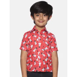 Sethukrishna Boys Red & White Printed Party Shirt-picture-17