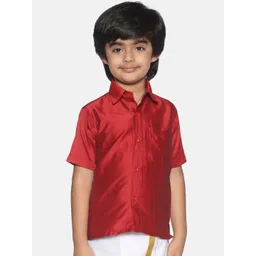 Sethukrishna Boys Red Classic Opaque Party Shirt-picture-55